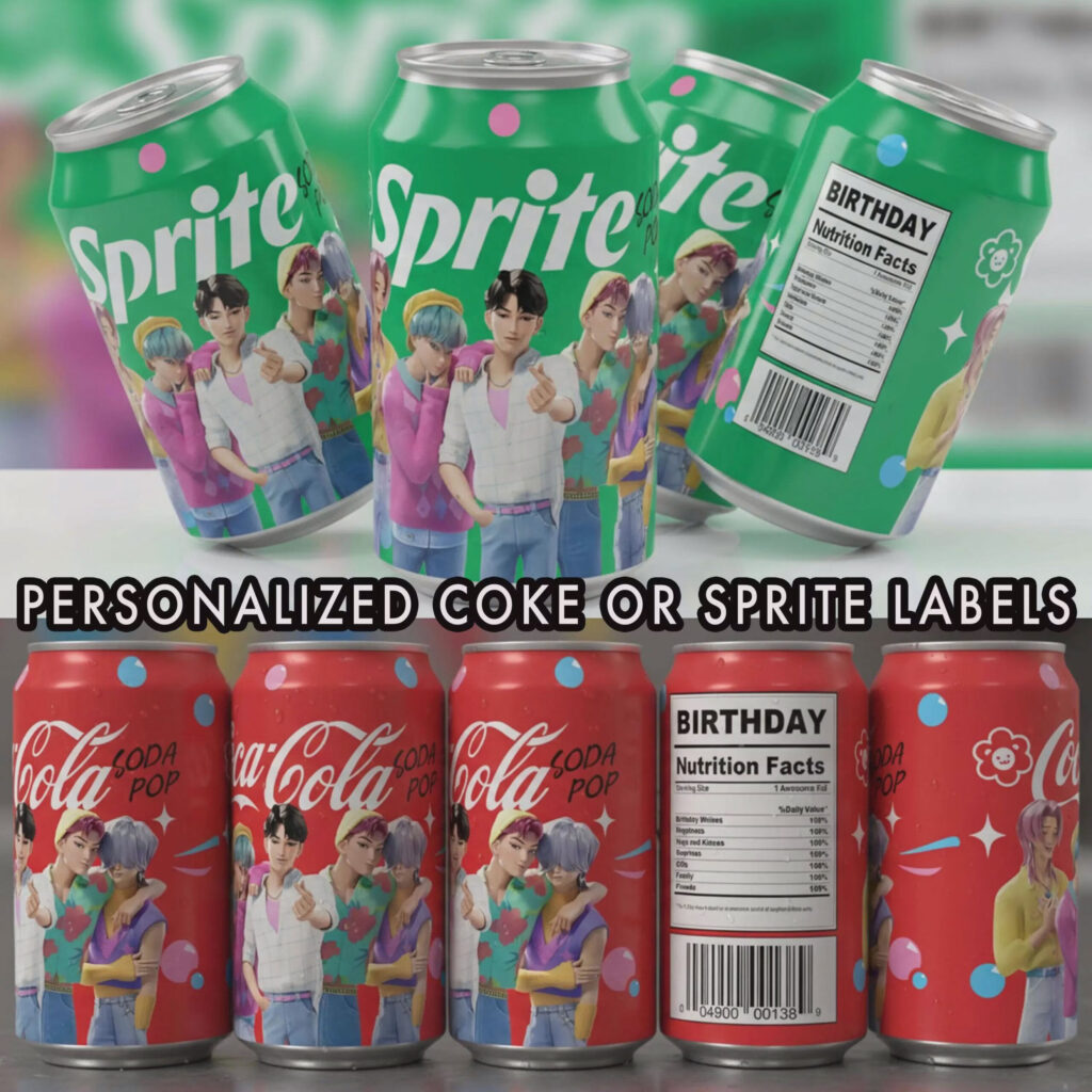 Printed Kpop Demon Hunters Saja Boys Personalized SodaPop, Coke, Or Sprite Can