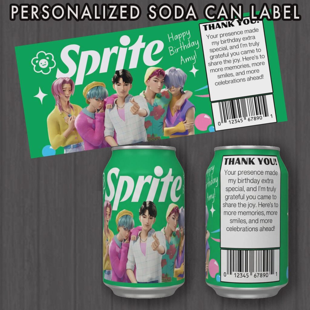 Printed Kpop Demon Hunters Saja Boys Personalized SodaPop, Coke, Or Sprite Can