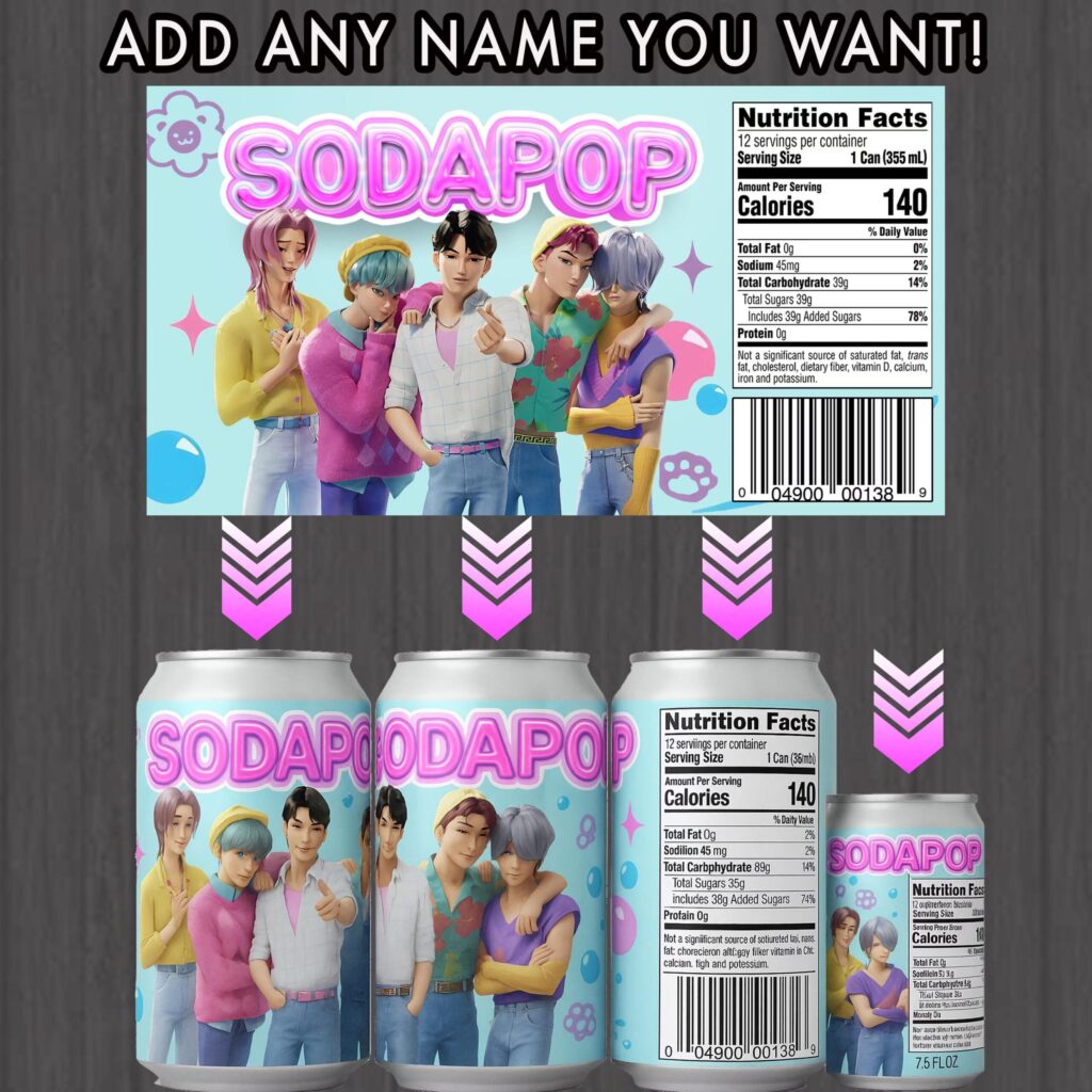 Printed Kpop Demon Hunters Saja Boys Personalized SodaPop, Coke, Or Sprite Can