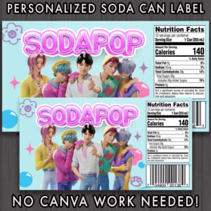 Printed Kpop Demon Hunters Saja Boys Personalized SodaPop, Coke, Or Sprite Can