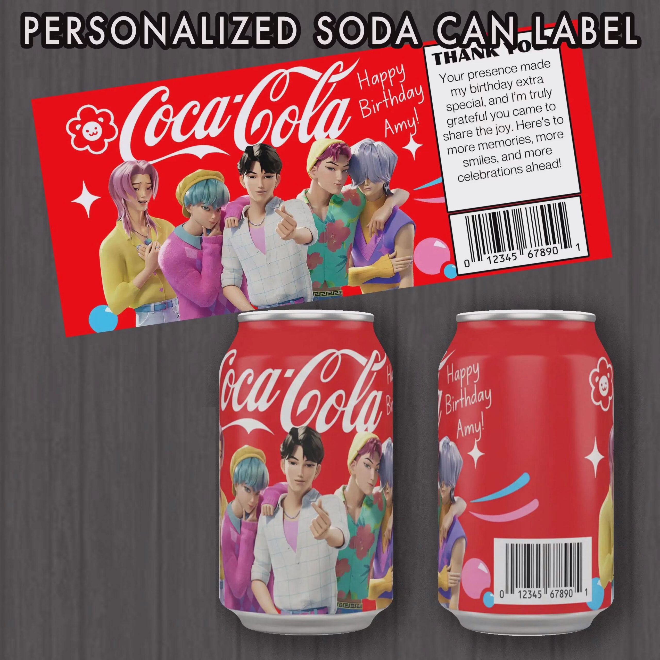 Printed Kpop Demon Hunters Saja Boys Personalized SodaPop, Coke, Or Sprite Can - Image 3