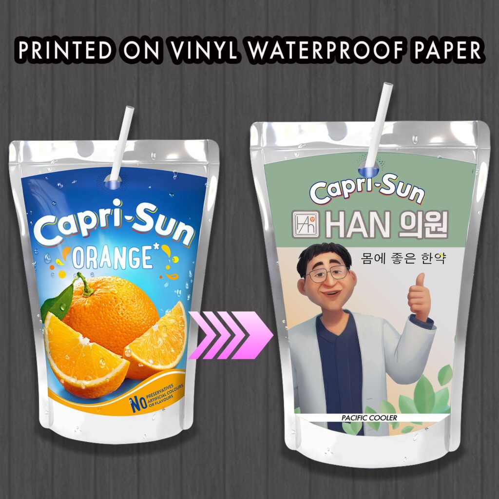 KPop Demon Hunters Dr Han Juice Pouch Labels (Waterproof Vinyl Stickers)