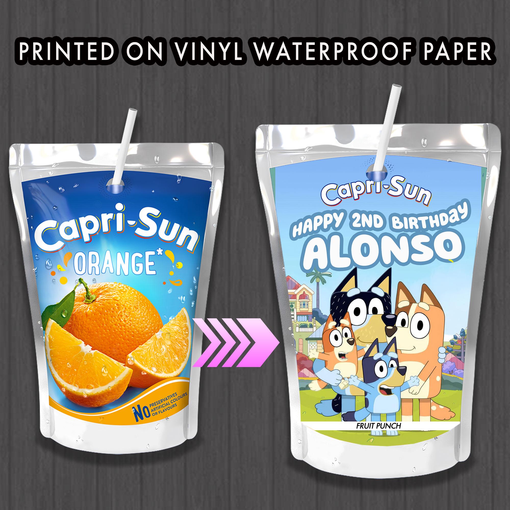 Personalized Bluey Capri Sun Juice Pouch Labels (Waterproof Vinyl Stickers) - Image 3